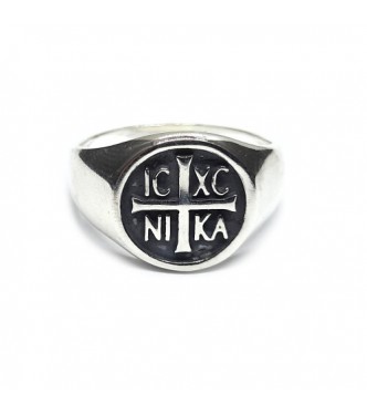 R002451 Genuine Sterling Silver Men Ring IC XC NI KA Jesus Christ Winner Stamped 925